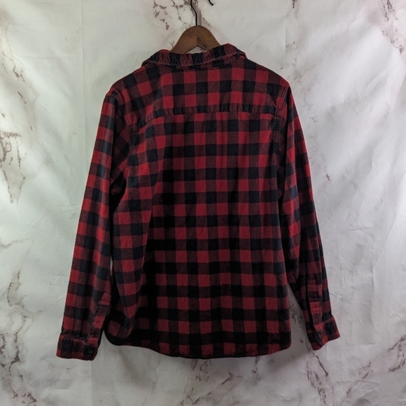 LL Bean Shirt Womens Large Red Black Buffalo Plaid Button Up Flannel Scotch - Picture 5 of 11